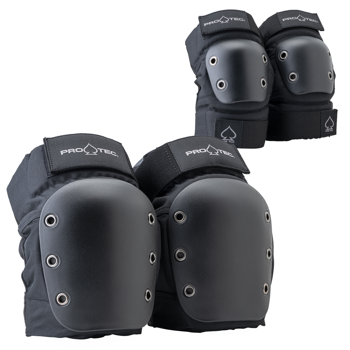 STREET KNEE/ELBOW PAD SET - OPEN BACK - BLACK