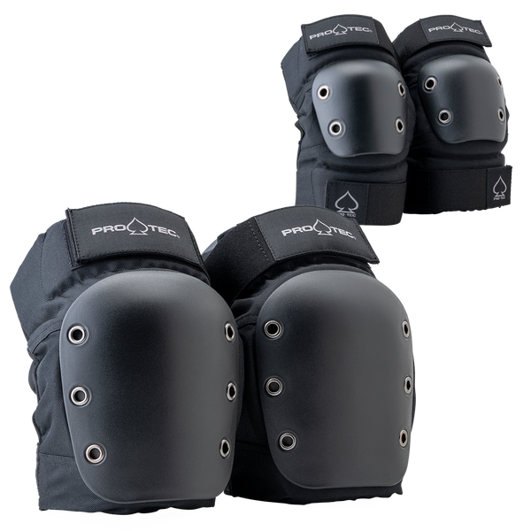 STREET KNEE/ELBOW PAD SET - OPEN BACK - BLACK