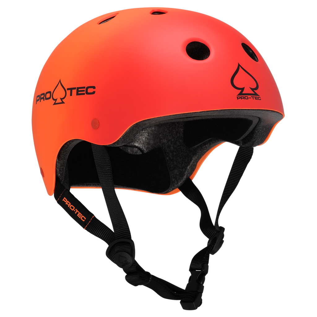 Classic Rubber Helmet Red Orange Fade Certified Pro Tec Helmets