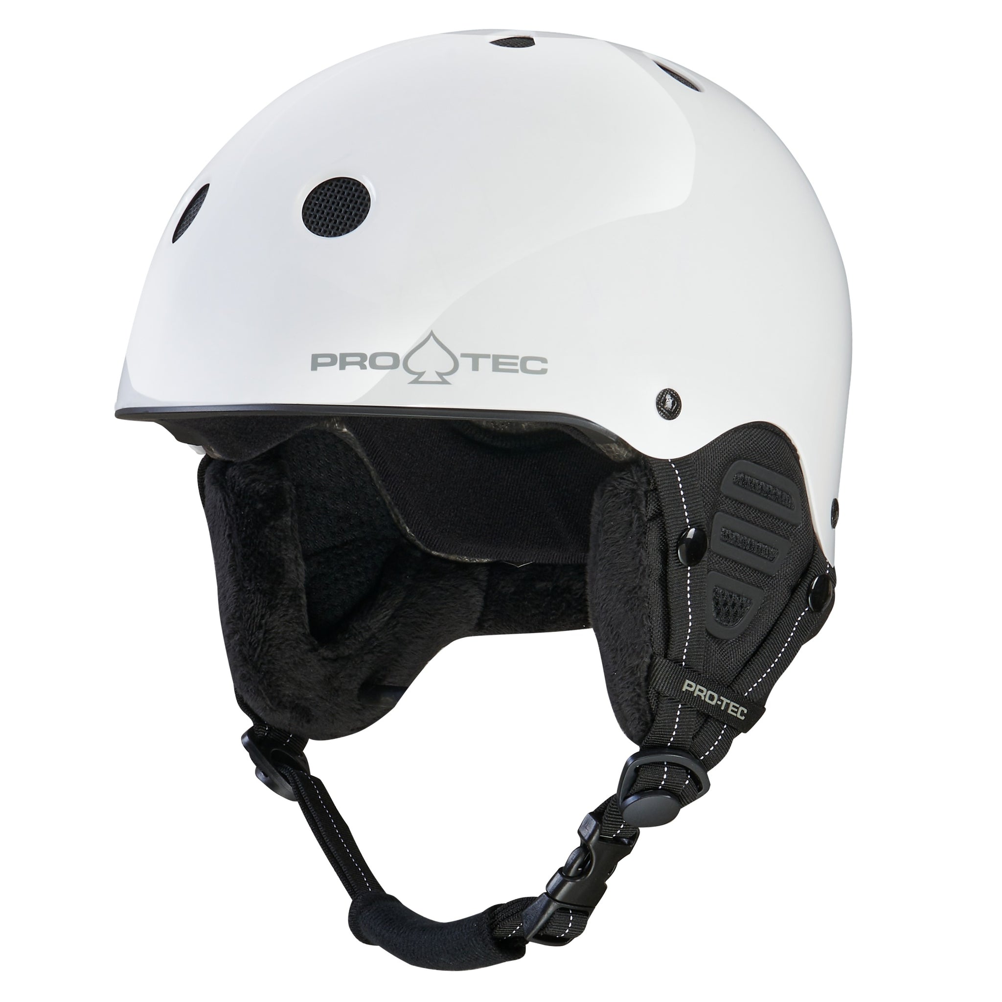 black snowboard helmet white goggles LOW PRO Snow Certified Helmet - Gloss White