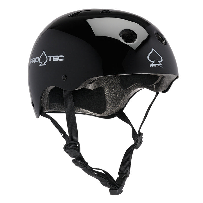 スケートボード PRO-TEC CLASSIC SKATE HELMET GLOSS BLACK Classic Bike Helmet - Gloss Black (Certified) | Pro-Tec Helmets